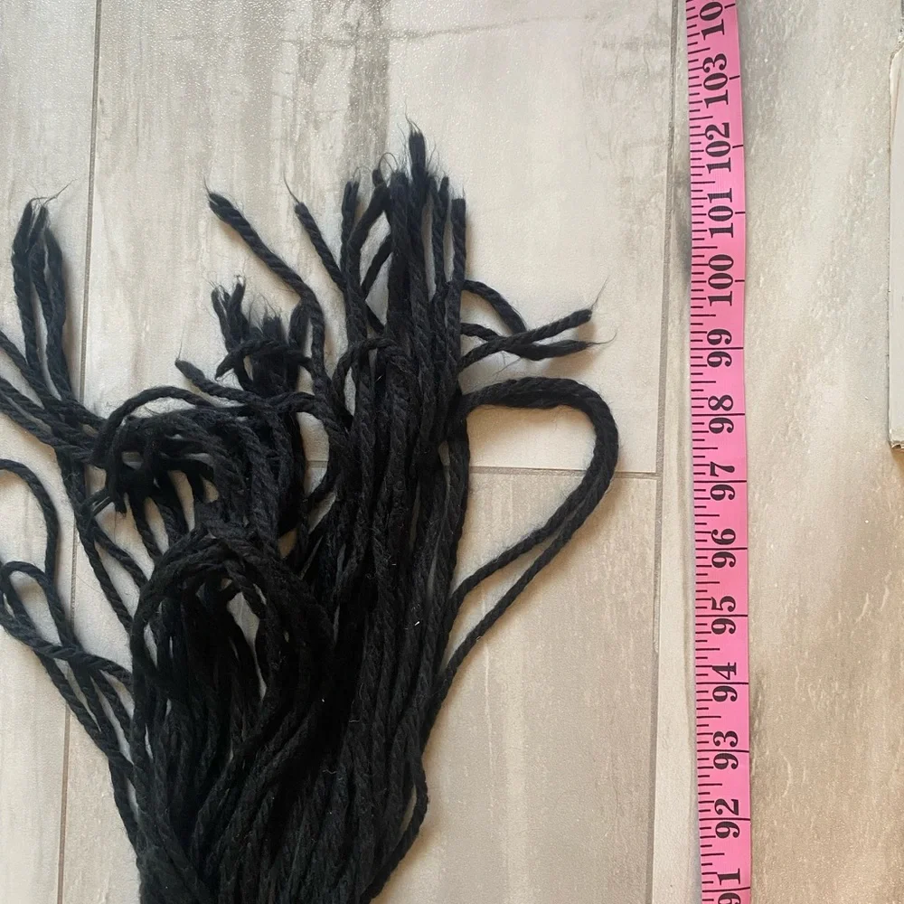 Jessica Simpson Acrylic Solid Black Knitted Warm Long Scarf with Fringe, OS